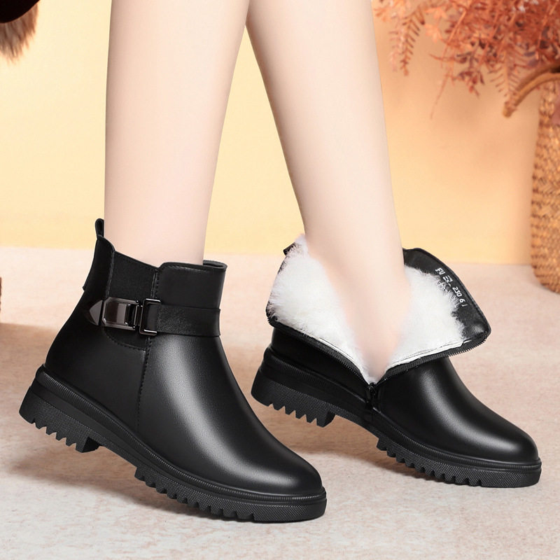 冬季中跟短靴女加绒羊毛妈妈棉鞋保暖中老年平底短筒厚底女靴大码,运动鞋new,运动休闲鞋,淘宝优惠券,粉丝福利购,淘宝优惠卷