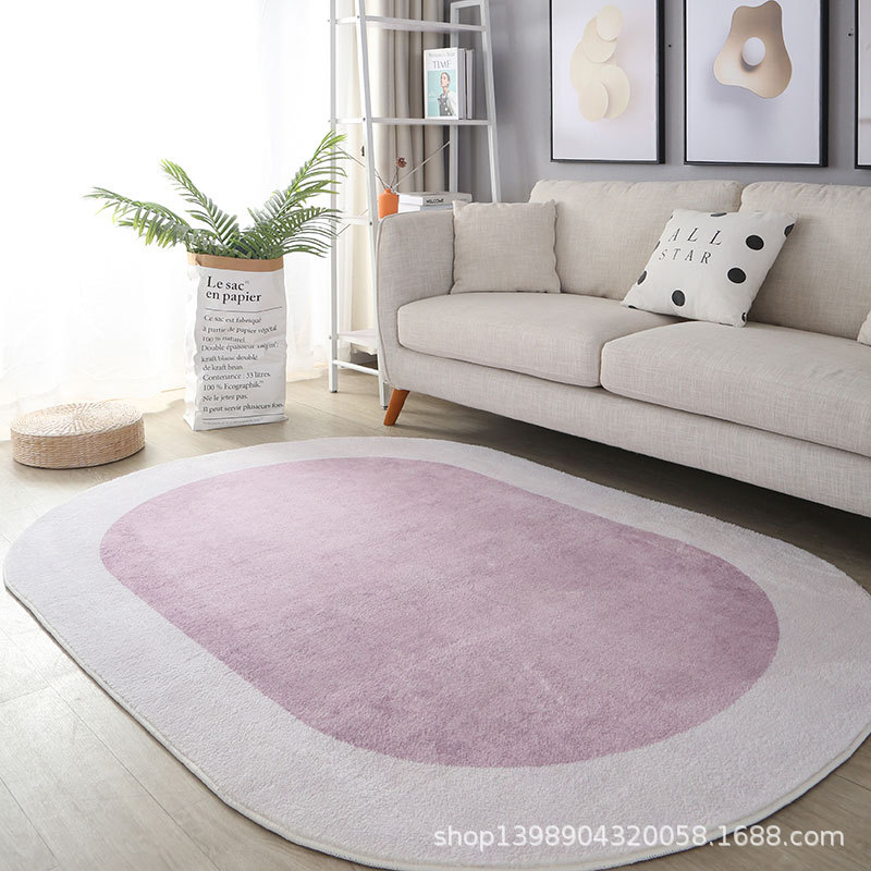 现代简约仿羊绒地毯客厅茶几毯轻奢高级椭圆沙发地毯耐脏卧室地垫