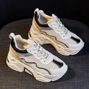 新款 流行厚底运动风老爹鞋 韩版 时尚 女 百搭系带内增高女鞋 2019秋季