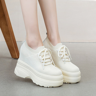 飞织内增高女鞋春夏薄款网面透气轻便舒适椰子休闲运动鞋新款