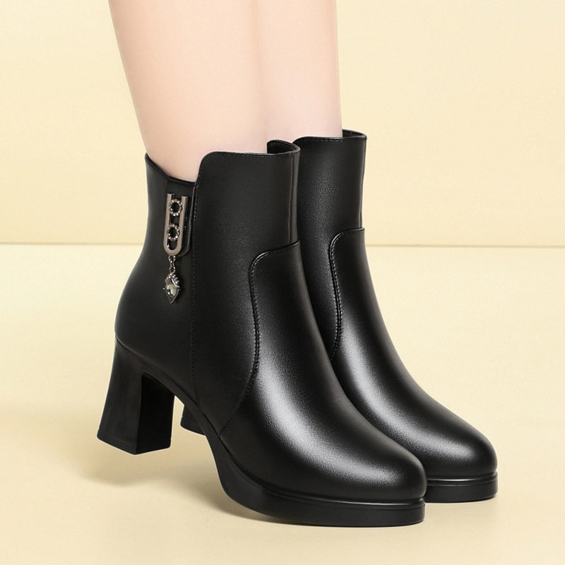 高跟软皮短靴妈妈鞋棉鞋加绒加厚女靴子绒毛时装女士靴子冬季皮鞋,运动鞋new,运动休闲鞋,淘宝优惠券,粉丝福利购,淘宝优惠卷