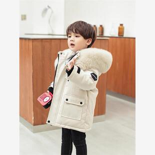 零下30东北旅游男童羽绒服中小童儿童中长款冬加厚保暖外套防寒衣