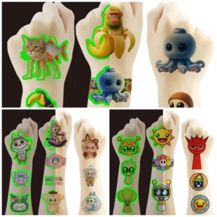 夜光款山海经纹身贴节奏盒子纹身贴拉布布纹身贴盒装贴纸