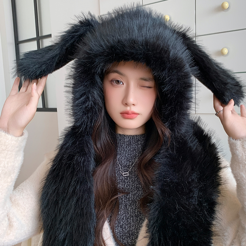 甜美可爱兔耳朵帽子护耳帽