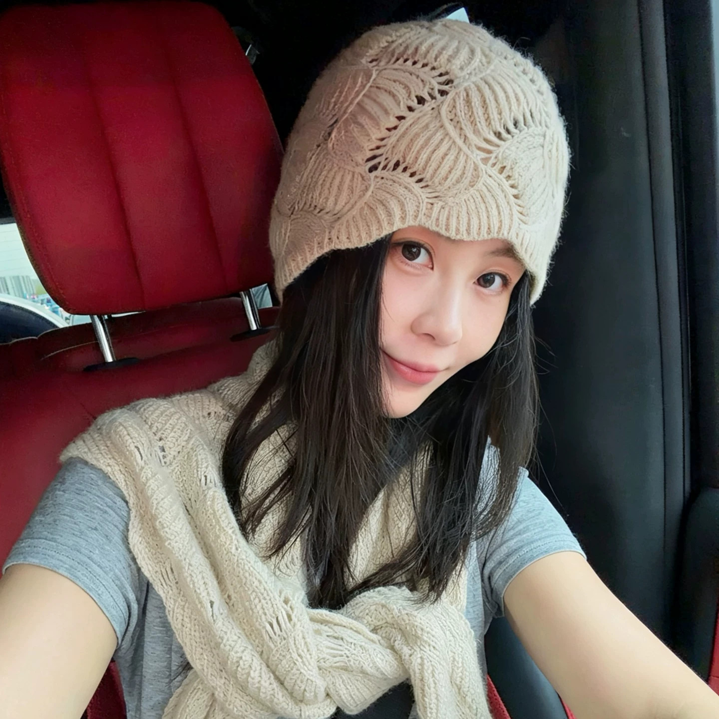 秋冬羊毛手工针织镂空保暖冷帽女