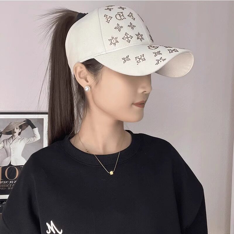 可扎马尾硬顶空顶帽子女款图片