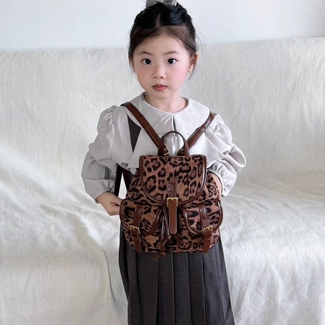 小众设计女童豹纹复古双肩包2025新款儿童韩版ins洋气百搭小包包5