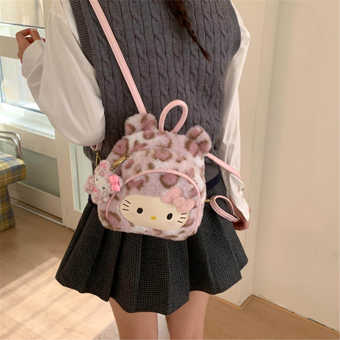 HelloKitty毛绒双肩包包女2025秋冬新款可爱小背包凯蒂猫少女书包,箱包皮具/热销女包/男包,双肩背包,淘宝优惠券,粉丝福利购,淘宝优惠卷