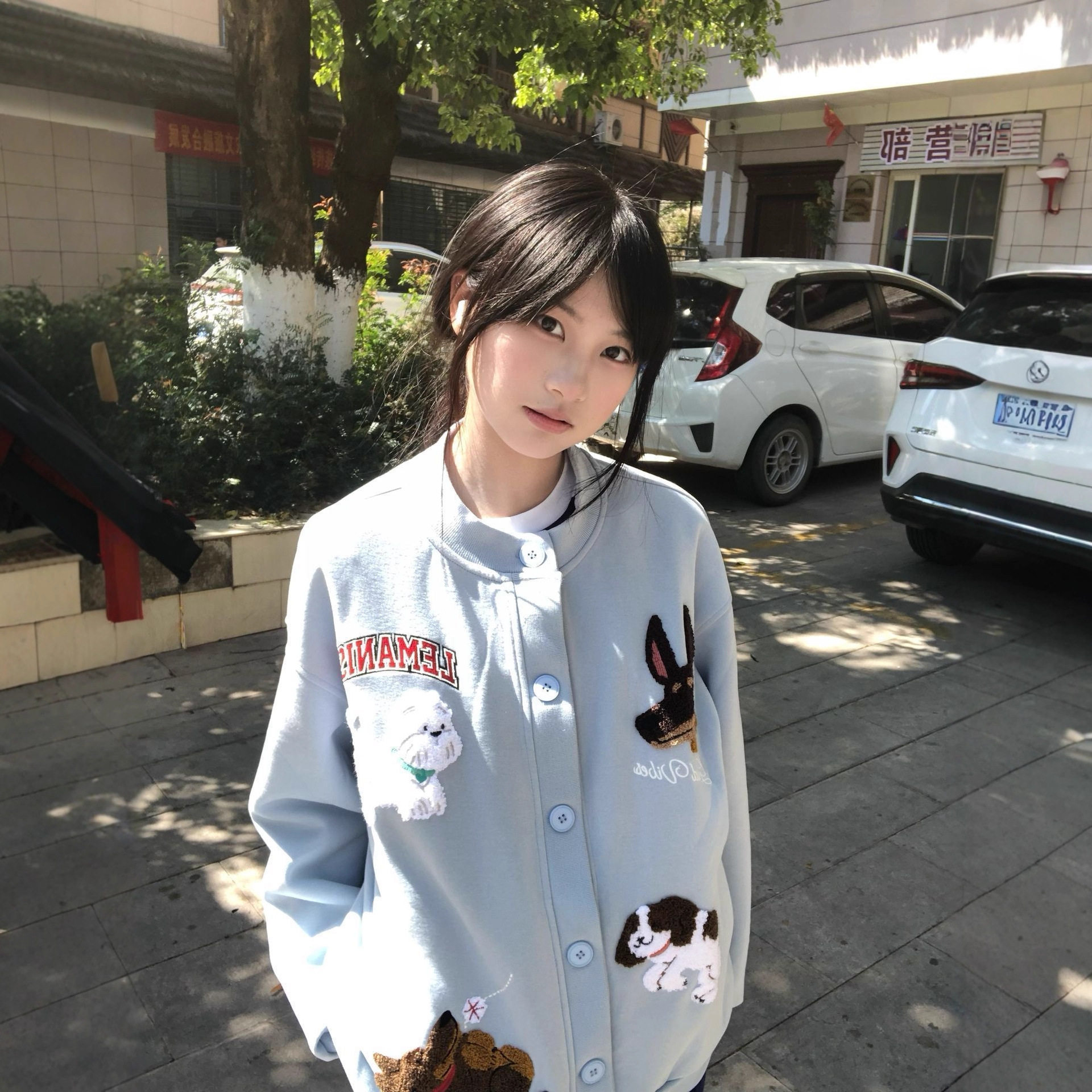 趣味卡通毛巾绣开衫卫衣女秋季韩棒球服