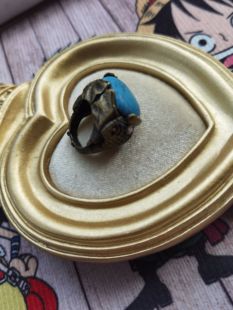 复古做旧绿松石戒指男女款开口可调节指环个性时尚潮流饰品