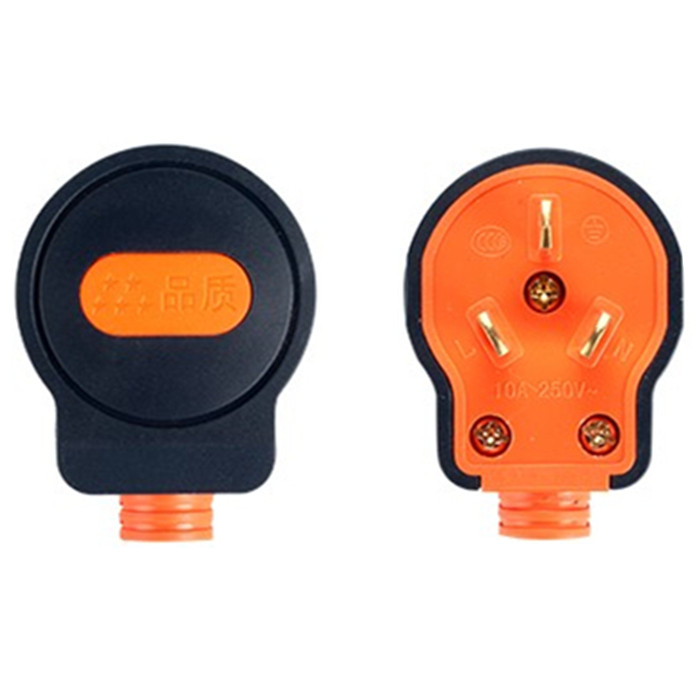 特价抗摔纯铜三插头10a黑色防摔