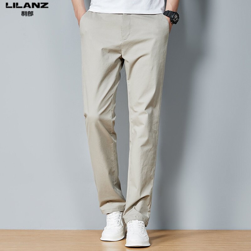 利郎2026新款休闲裤夏季薄款纯棉男裤男士弹力修身直筒高端长裤子