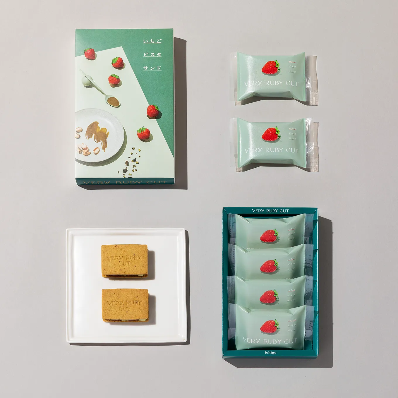 现货新品日本VERY RUBY CUT 草莓黄油夹心饼干曲奇三明治零食礼盒