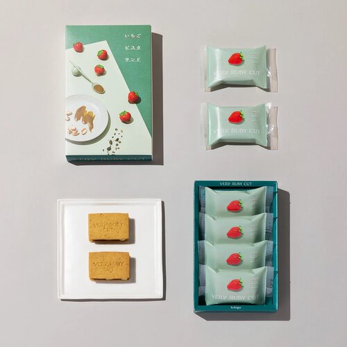 现货新品日本VERY RUBY CUT 草莓黄油夹心饼干曲奇三明治零食礼盒