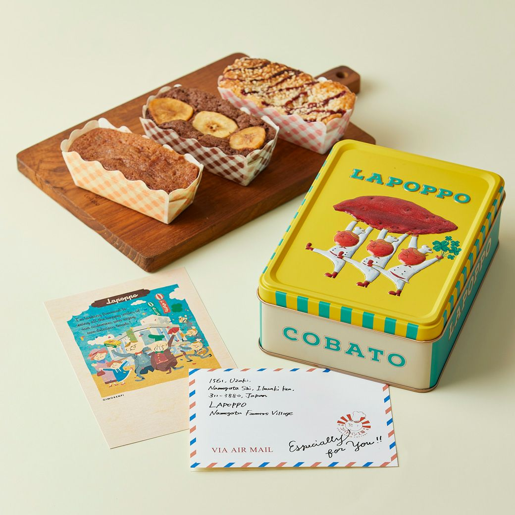 新品日本 LAPOPPO&COBATO红薯香蕉蛋糕/红薯干铁盒