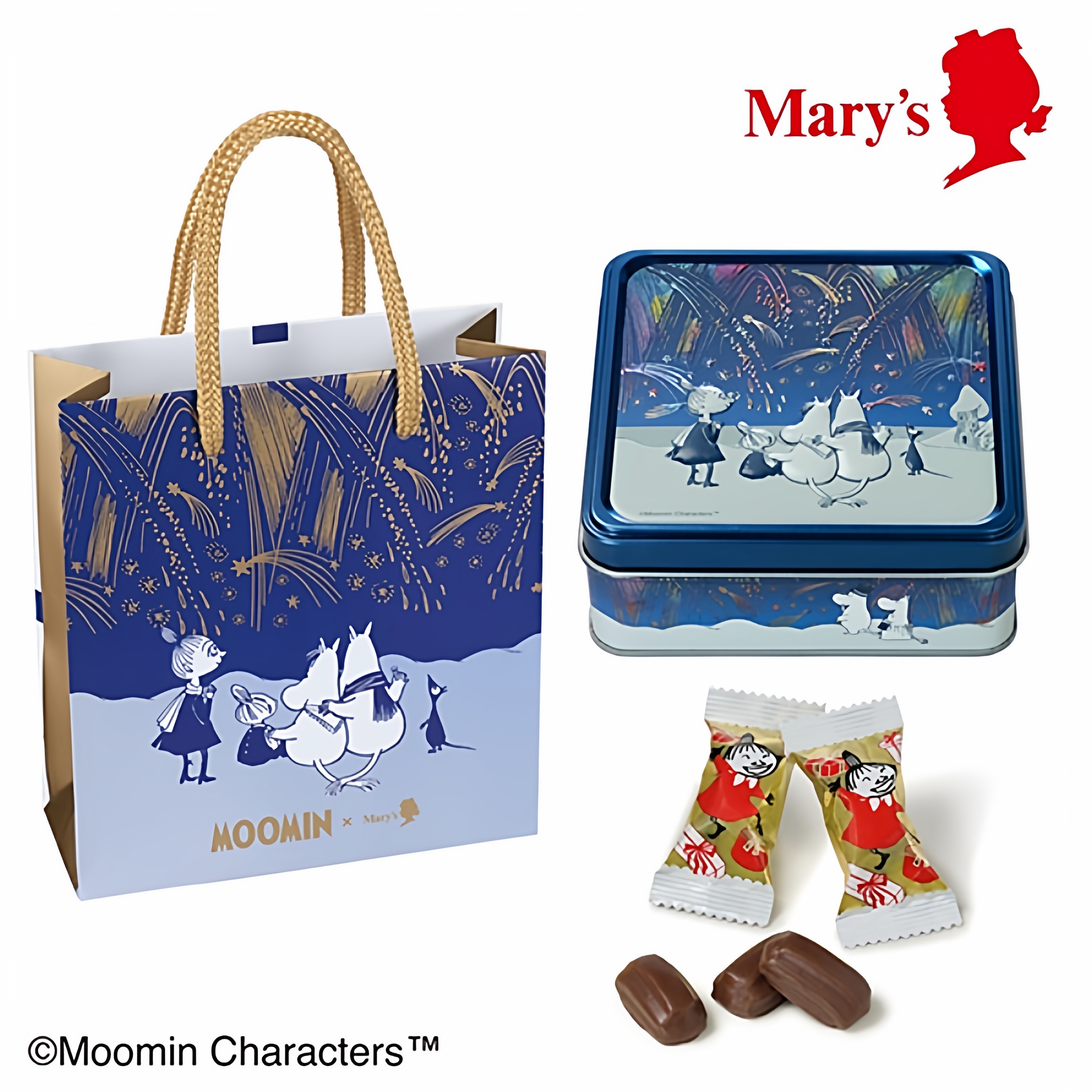 日本玛丽MOOMIN联名Mary's圣诞节限定白巧跳跳糖巧克饼干曲奇礼盒