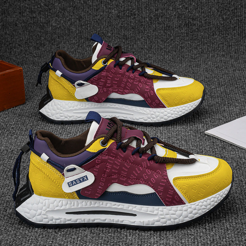 男鞋冬季2026新款黑色厚底潮流百搭运动潮鞋青少年休闲跑步老爹鞋