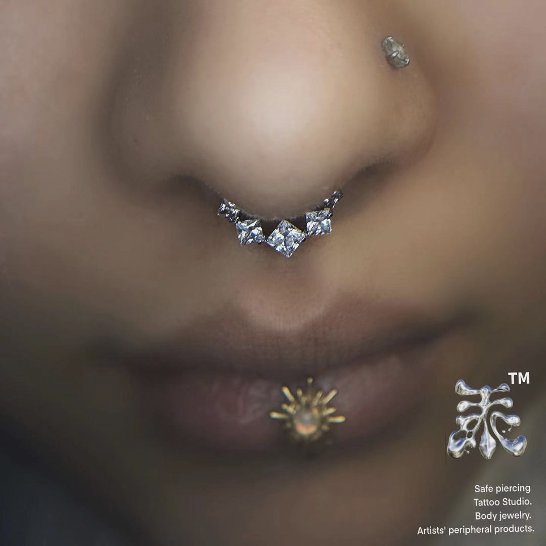 锆石方糖环16g钛合金daith鼻中隔