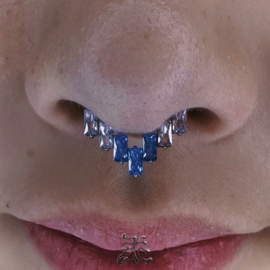 方糖冰晶双拼搭扣无缝环16g植入级钛合金10mm防过敏高抛光daith环