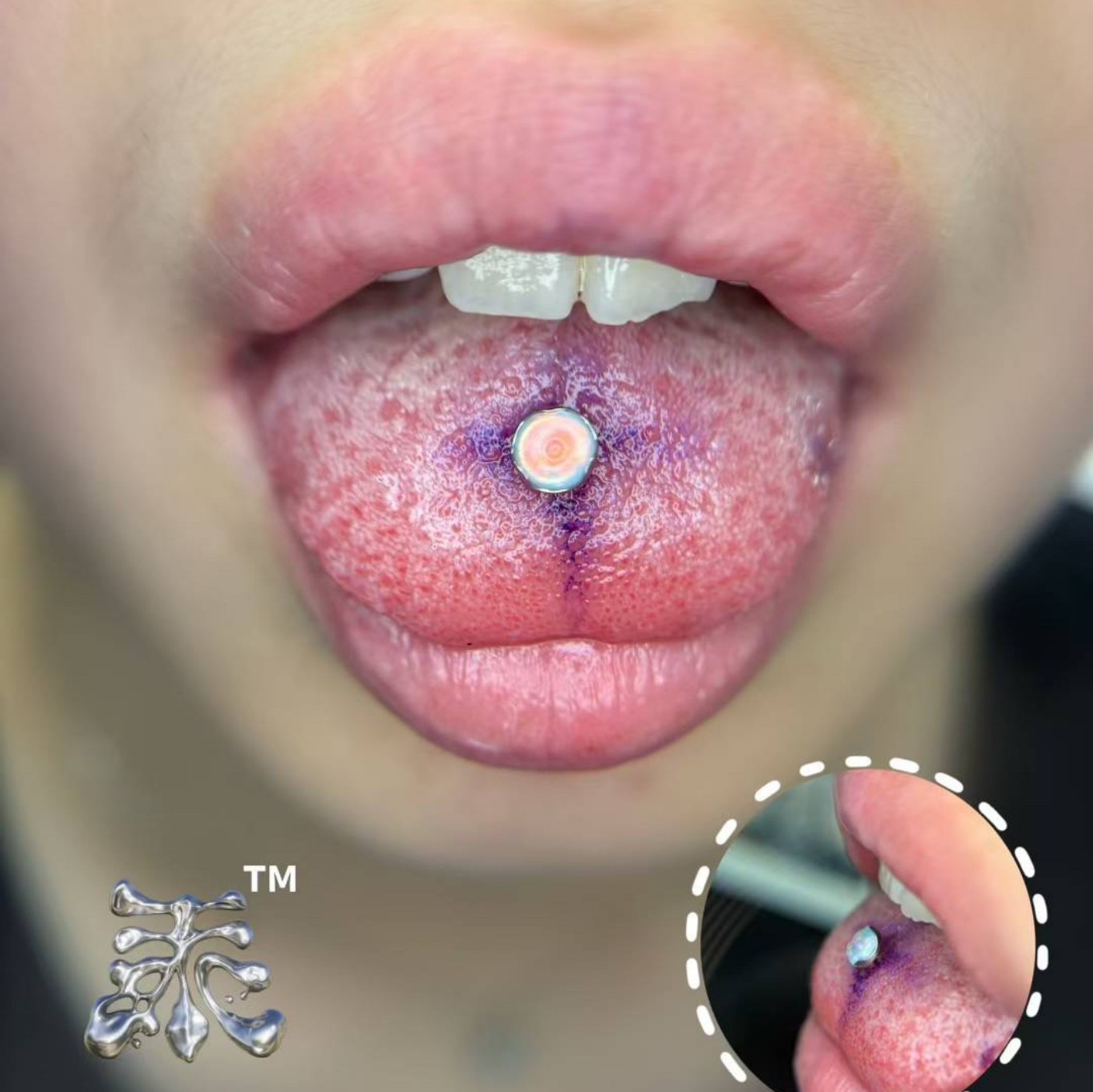 5mm平底极光欧泊钛合金埋钉舌钉