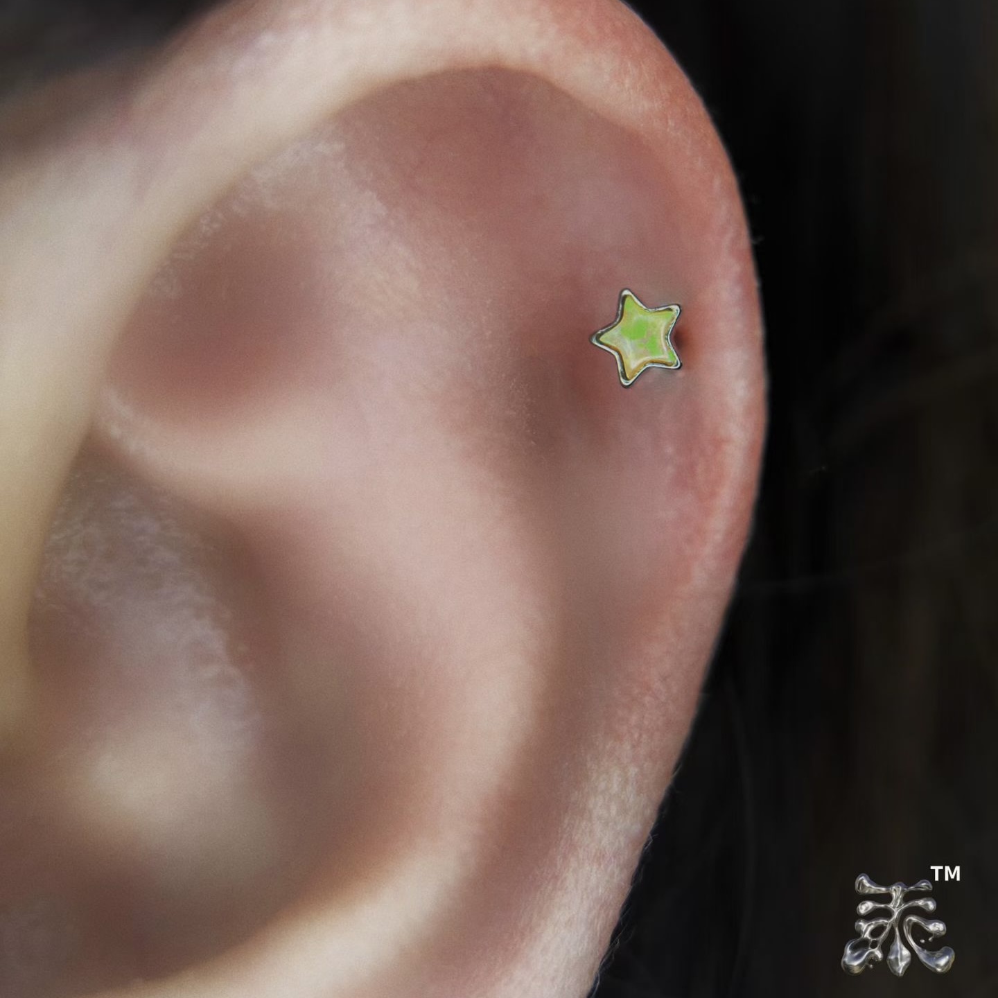 mini款欧泊五角星耳钉鼻钉钛合金