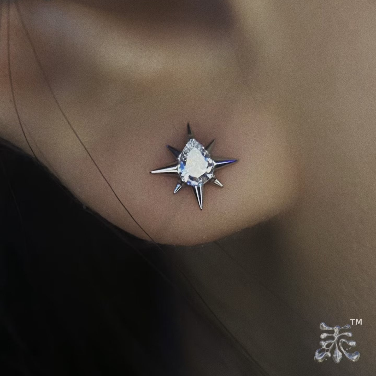 八芒北极星耳钉鼻钉16g18g钛合金