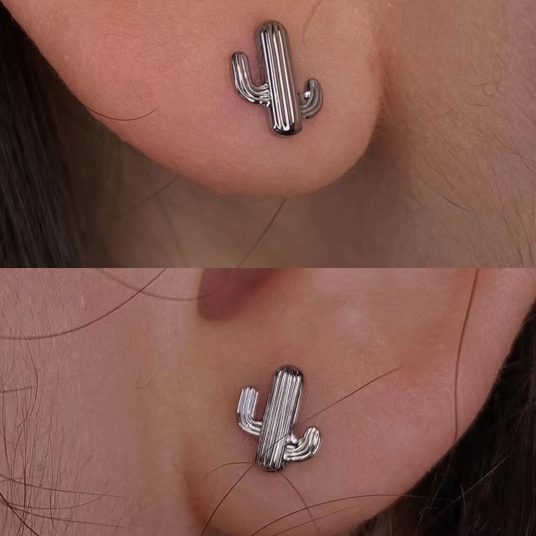 钛合金仙人掌耳钉0.9牙亚文化钛