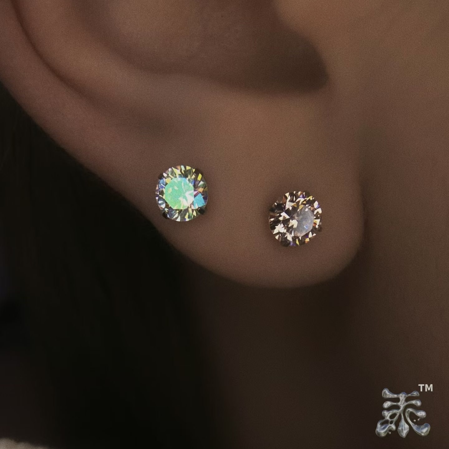 新款碗底锆石5A锆石爆闪耳钉f136