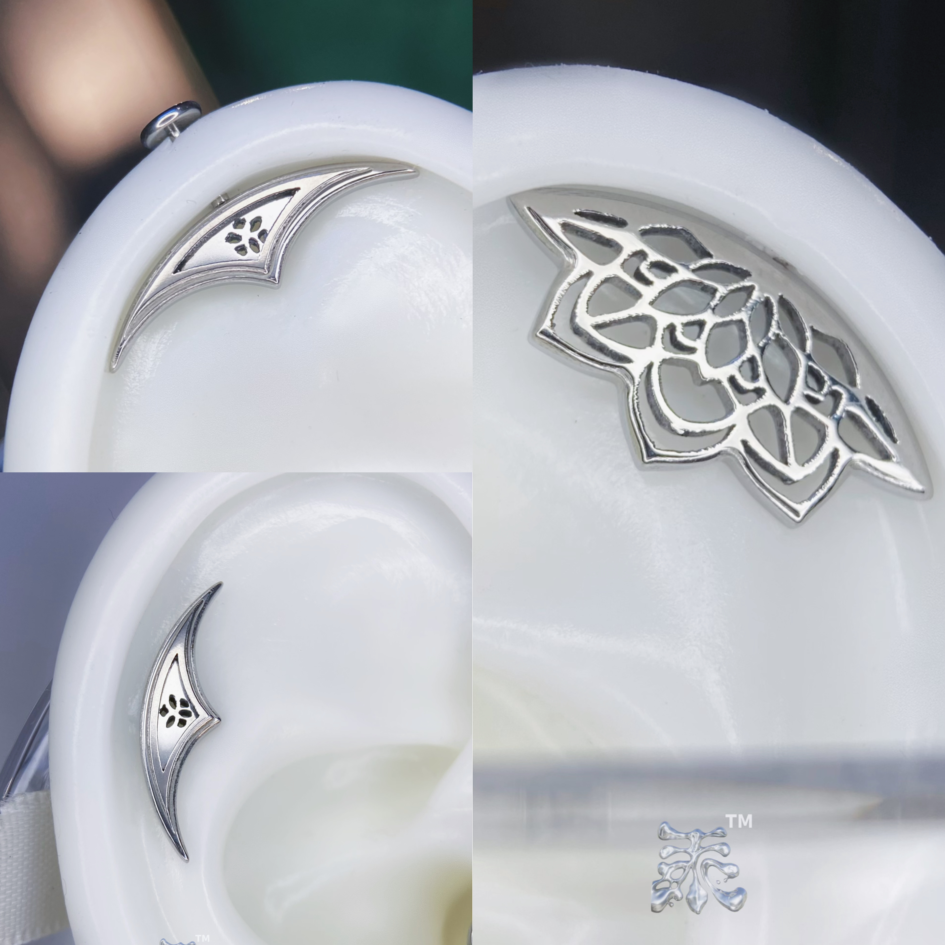 弧形赛博莲花月牙耳骨耳轮钉 f136钛合金防过敏植入级 亚文化小众