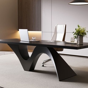 意式轻奢实木小型老板桌办公电脑桌现代简约高端商务书桌独立单人