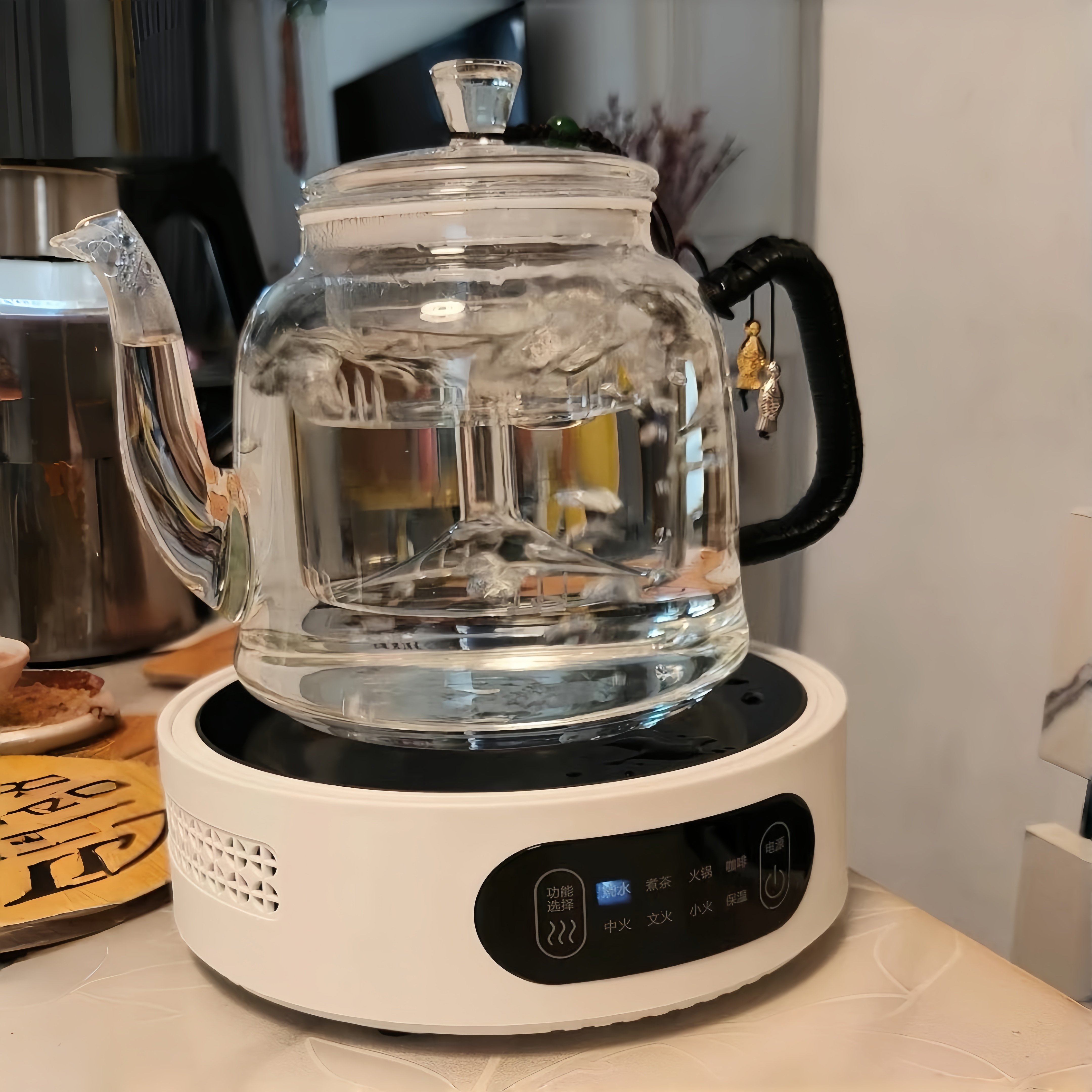 2026新款大容量煮茶壶蒸煮一体耐热加厚玻璃煮茶器保温电陶炉套装
