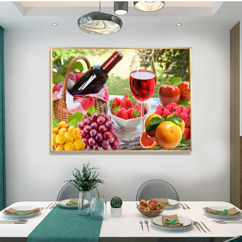 画世纪挂画餐厅装饰画水果酒杯画
