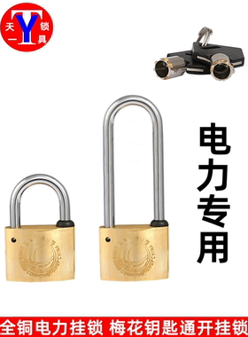 全铜电力锁 梅花钥匙锁 电表箱电网公司锁 通开挂锁 长梁/短梁锁