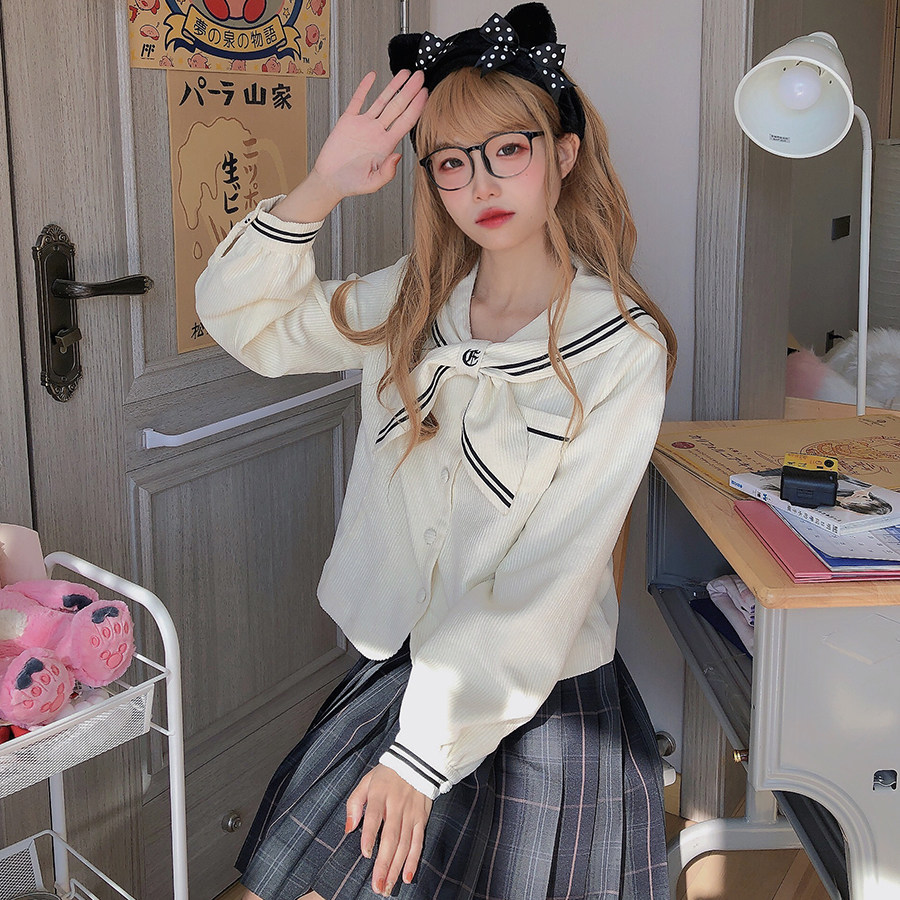 有猫蛋 | 追光兔 现货 长袖有内衬兔耳水手服 冬季春季上衣