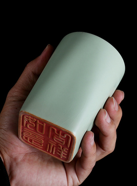 汝窑茶杯主人杯陶瓷开片喝茶汝瓷印章水杯哥窑冰裂茶具品茗杯单杯