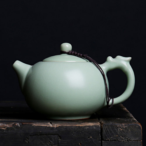 开片可养复古汝窑茶具金丝连线