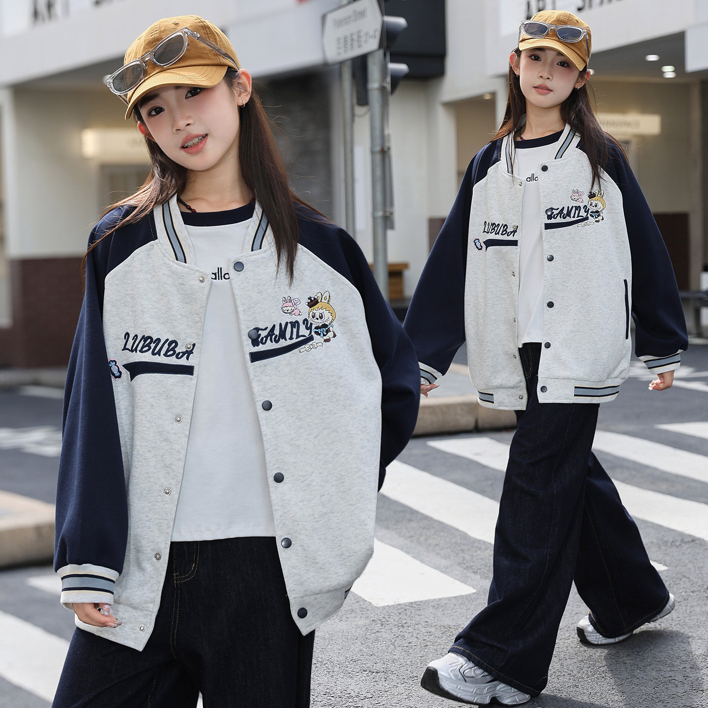 胖女童棒球服外套春秋大码初中生