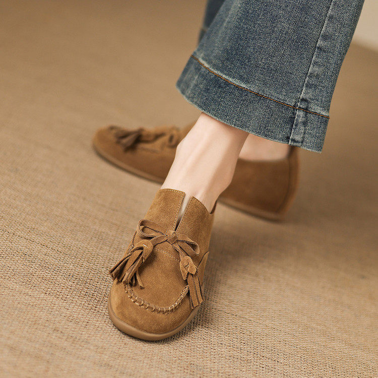 软牛反皮3cm跟内增高流苏单鞋女四季小皮鞋休闲百搭民族风乐福鞋,女鞋,深口单鞋,淘宝优惠券,粉丝福利购,淘宝优惠卷