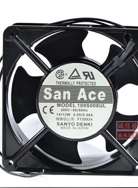 正品Sanyo/三洋 109S008UL 200V 0.09 14/12W 1203 8交流散热风扇