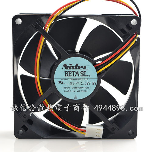 NIDEC D09A-48TS1 01B 48V 0.09A 9CM 9025 2/3线 双滚静音珠风扇