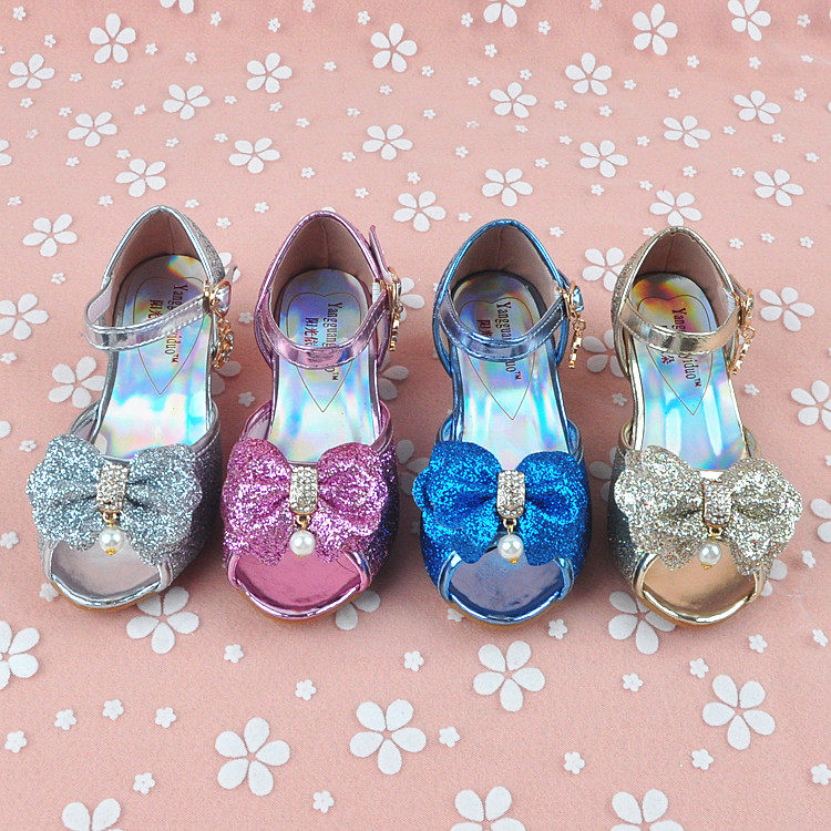 Sandales enfants en Cuir spatial orteil paillette pour été - semelle tendon - Ref 1053415 Image 5