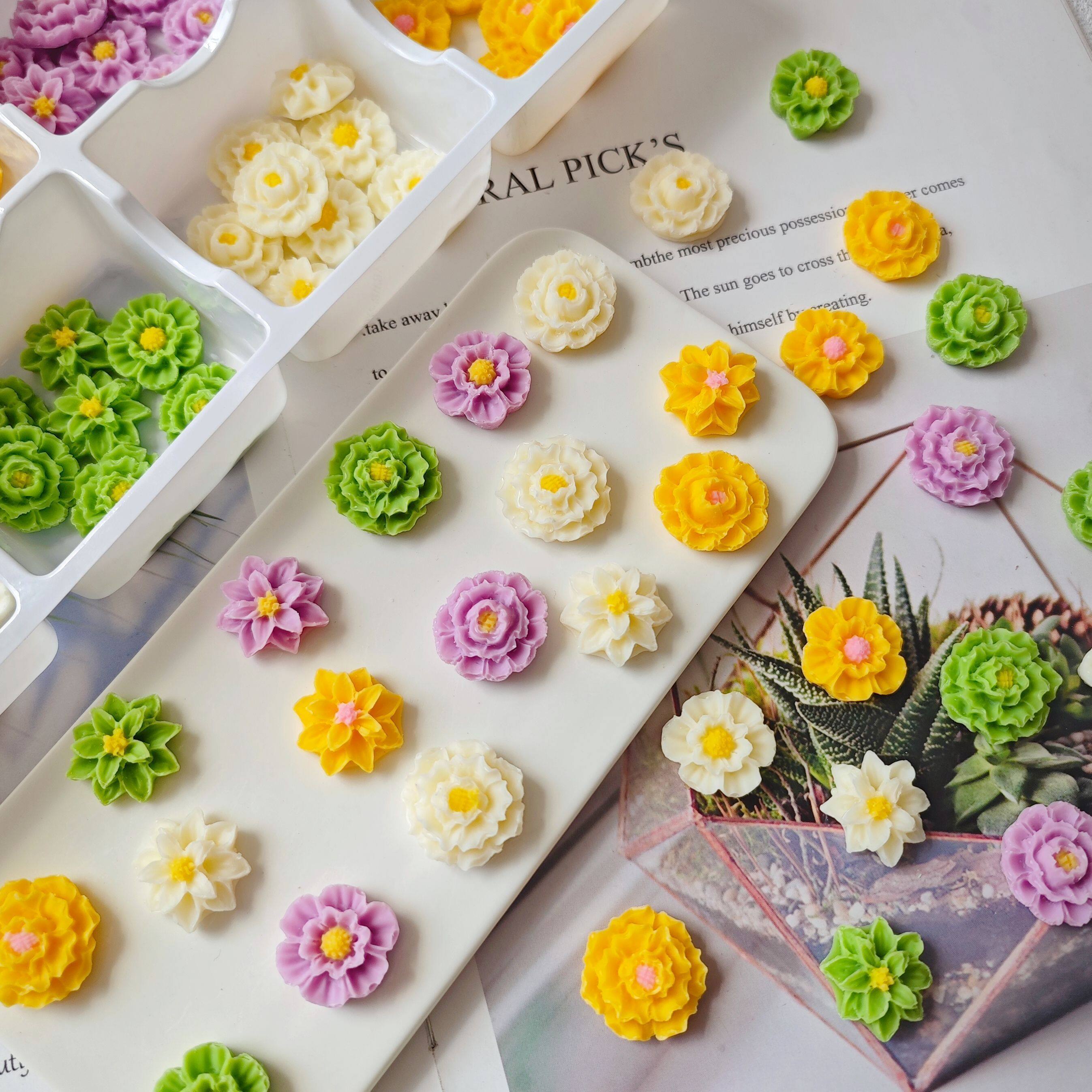 烘焙蛋糕装饰巧克力双层彩色雏菊立体小花甜品生日摆件配件可食用