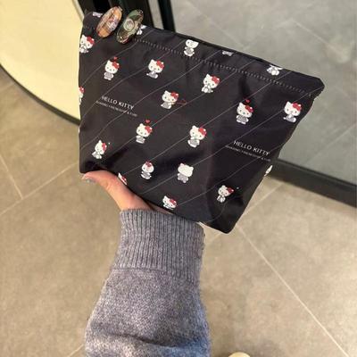 甜酷黑色kitty大容量防泼水化妆包便携收纳洗漱包旅行可爱高颜值