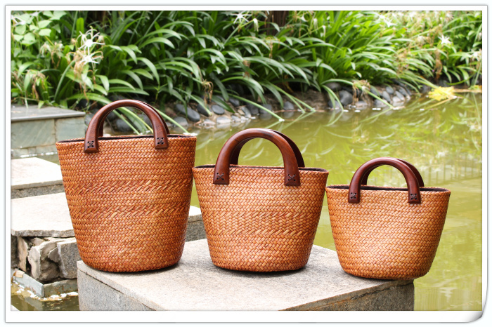 原创泰国复古风旅行水桶包送丝巾