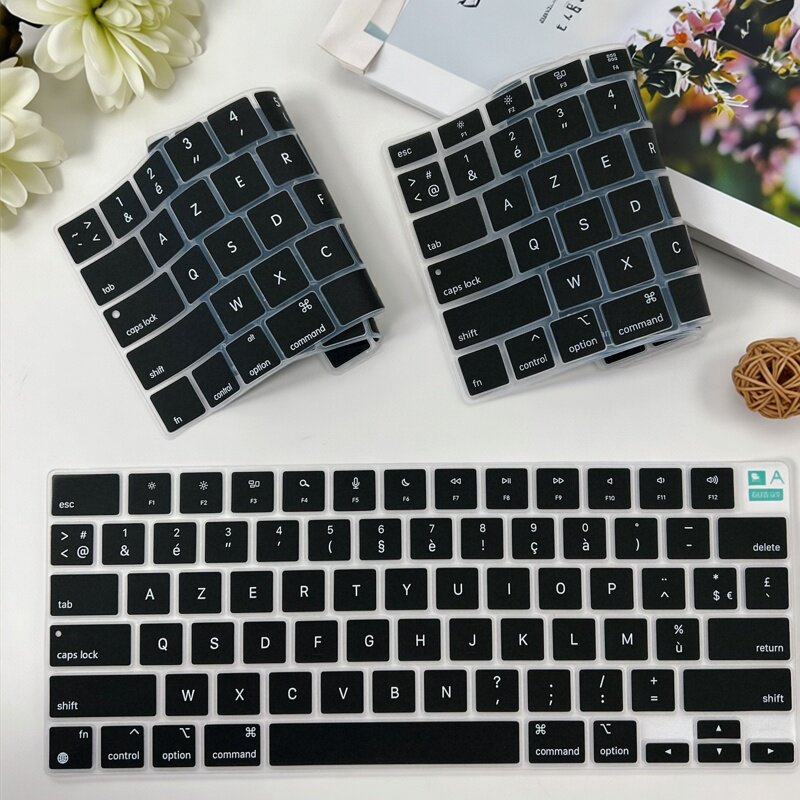 法语法文防水硅胶键盘保护膜适用于苹果电脑14寸笔记本macbookpro