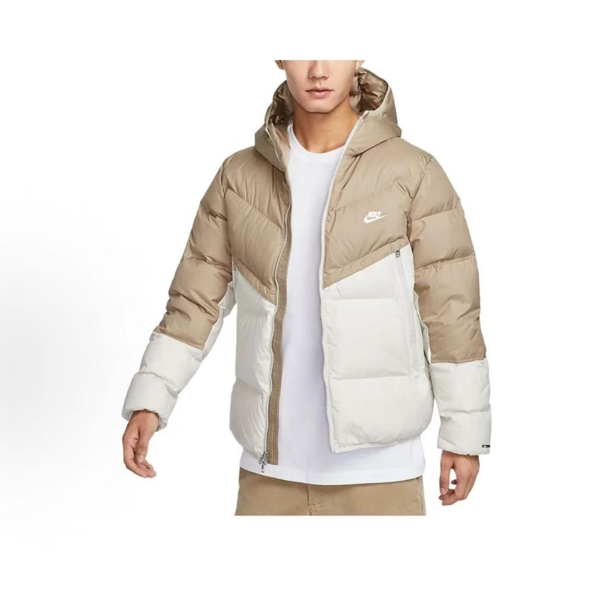 NIKE/耐克 Sportswear情侣款运动休闲卡其色连帽羽绒服DV1132-247