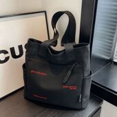 大容量帆布包包女2024新款 潮刺绣字母手提袋小清新学生单肩托特包