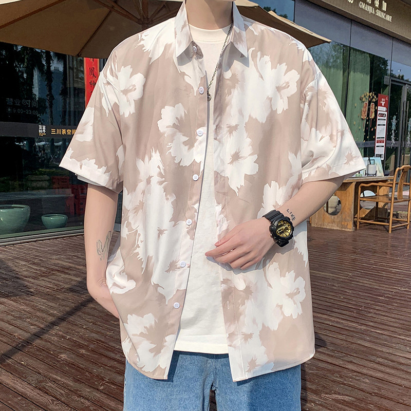2024款冰丝衬衫男短袖夏季情况港风小众衬衣外套D651P35,男装T恤,星座101C（原电商A011-3）