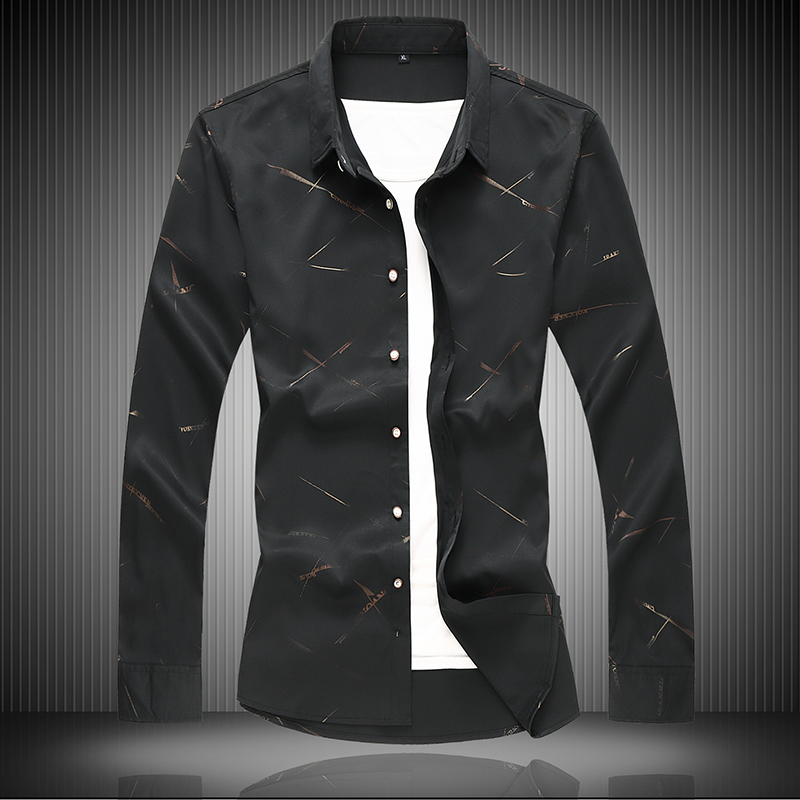 2025秋季新款加大码男士烫金衬衫衬衣长袖黑底1231P50，男装衬衫，星座101C（原电商A011-3）