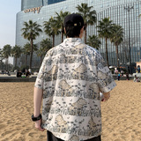 港风大码男短袖衬衫夏季情侣款沙滩衬衣外套D3903P35，男装衬衫，星座101C（原电商A011-3）